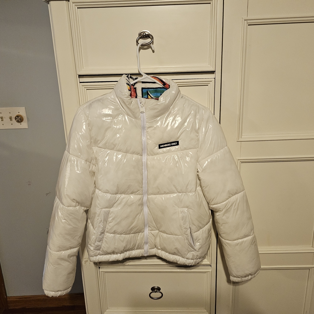 Members Only Glossy White Puffer Jacket